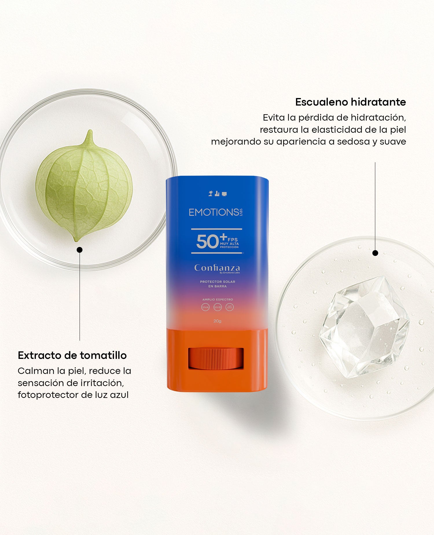 PROTECTOR SOLAR EN BARRA CONFIANZA 50 FPS+ 20 G